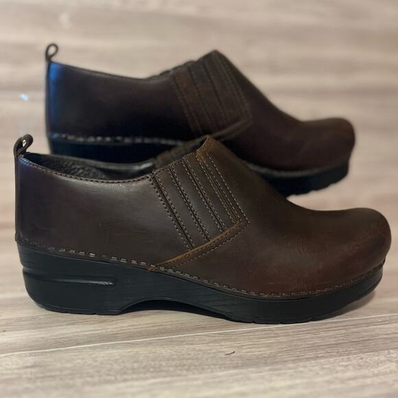 Dansko Piet Clog Antique Brown Oiled Leather Loafers Clogs Slip-Ons Womens Sz 39 - Picture 1 of 7